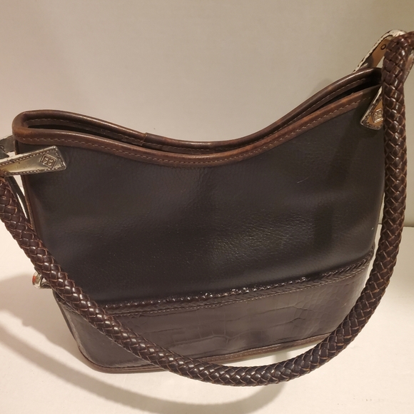 Brighton Black and Brown Leather Shoulder Bag with Silver Charm - Picture 11 of 11